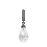 Crystal Quartz Drop Hænger Charm 6 mm Til Armbånd - Rutheniumbelagt m. 1 Krystalkvarts