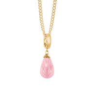 Halskæde m Rosa Quartz drop  forgyldt