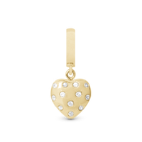 Million Heart Drop Hænger Charm 6 mm Til Armbånd - Blankpoleret Forgyldt Sterling Sølv m. 12 Safir