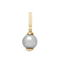 Grey Pearl Dream Hænger Charm 6 mm Til Armbånd - Forgyldt Sterling Sølv