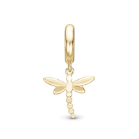 Dragonfly Hænger Charm 6 mm Til Armbånd - Forgyldt Sterling Sølv