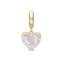 Romance Hænger Charm 6 mm Til Armbånd - Forgyldt Sterling Sølv m. 24 Hvide Cubic Zirkonia