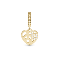 2026 Hænger Charm 6 mm Til Armbånd - Blankpoleret Forgyldt Sterling Sølv m. 9 Hvide Cubic Zirkonia