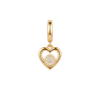 Marguerite Flower Love charm 6 mm forgyldt sølv