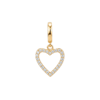 Shimmery Heart hænger charm 6 mm forgyldt sølv