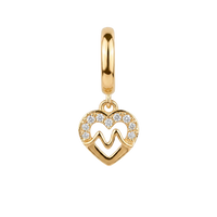 Beating Heart charm 6 mm forgyldt sølv