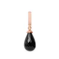 Black Onyx Drop Hænger Charm 6 mm Til Armbånd - Rosaforgyldt m. 1 Onyx