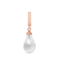 Crystal Quartz Drop Hænger Charm 6 mm Til Armbånd - Rosaforgyldt m. 1 Krystalkvarts