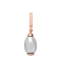 Grey Pearl Drop rose gold plated Hænger Charm 6 mm Til Armbånd - Rosaforgyldt m. 1 Ferskvandsperle