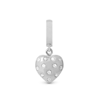 Million Heart Drop Hænger Charm 6 mm Til Armbånd - Blankpoleret Sterling Sølv m. 12 Safir