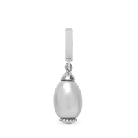 Grey Pearl Drop Hænger Charm 6 mm Til Armbånd - Sterling Sølv