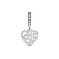 2026 Hænger Charm 6 mm Til Armbånd - Blankpoleret Sterling Sølv m. 9 Hvide Cubic Zirkonia