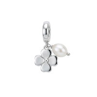 Clover & Pearl charm 6 mm sølv