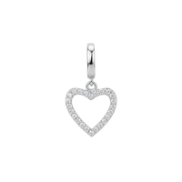 Shimmery Heart hænger charm 6 mm sølv