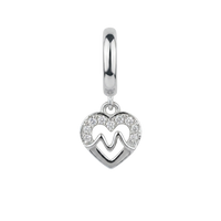 Beating Heart charm 6 mm sølv