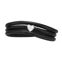 Love You Mom Bracelet - Slim Læder Sølv 4mm