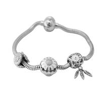 Marguerit Charms Armbånd Sæt i Sterling Sølv Med 3 Charms