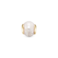 Disco, mother of pearl - Charm 4 mm Til Armbånd - Forgyldt Sterling Sølv m. 1 Perlemor