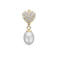 Sparkling Heart - Hænger Charm 4 mm Til Armbånd - Forgyldt Sterling Sølv m. 19 Ferskvandsperler