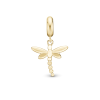 Dragonfly - Hænger Charm 4 mm Til Armbånd - Forgyldt Sterling Sølv