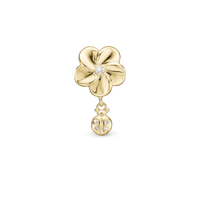 Flower and Ladybird - Hænger Charm 4 mm Til Armbånd - Forgyldt Sterling Sølv m. 5 Cubic Zirkonia