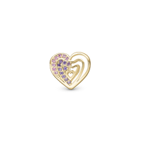 Rainbow Kiss - Charm 4 mm Til Armbånd - Forgyldt Sterling Sølv m. 17 Cubic Zirkonia