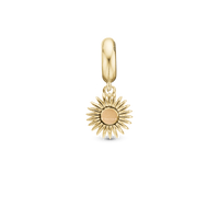Glow in the dark - Sun - Hænger Charm 4 mm Til Armbånd - Blankpoleret Forgyldt Sterling Sølv