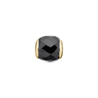 Precious Black - Charm 4 mm Til Armbånd - Forgyldt Sterling Sølv m. 1 Onyx