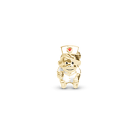 Cute monkey - Nurse - Charm 4 mm Til Armbånd - Blankpoleret Forgyldt Sterling Sølv