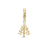 Christmas 2025 - Christmas Tree - Hænger Charm 4 mm Til Armbånd - Blankpoleret Forgyldt Sterling Sølv