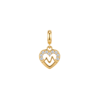 Beating Heart charm 4 mm forgyldt sølv