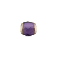 Precious Amethyst - Charm 4 mm Til Armbånd - Forgyldt Sterling Sølv m. 1 Ametyst
