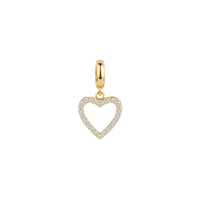 Shimmery Heart hænger charm 4 mm forgyldt sølv