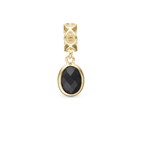 Moving Onyx - Hænger Charm 4 mm Til Armbånd - Forgyldt Sterling Sølv m. 1 Onyx