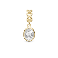 Moving Crystal - Hænger Charm 4 mm Til Armbånd - Forgyldt Sterling Sølv m. 1 Krystalkvarts