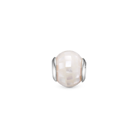 Disco Mother Of Pearl Charm 4 mm til Classic Læderarmbånd - Sterling Sølv