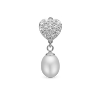 Sparkling Heart - Hænger Charm 4 mm Til Armbånd - Sterling Sølv m. 19 Ferskvandsperler