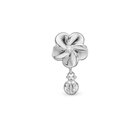 Flower and Ladybird - Hænger Charm 4 mm Til Armbånd - Sterling Sølv m. 5 Cubic Zirkonia
