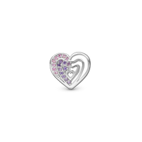Rainbow Kiss - Charm 4 mm Til Armbånd - Sterling Sølv m. 17 Cubic Zirkonia