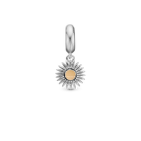 Glow in the dark - Sun - Hænger Charm 4 mm Til Armbånd - Blankpoleret Sterling Sølv