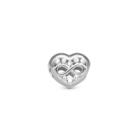 Eternity Love heart - Charm 4 mm Til Armbånd - Blankpoleret Sterling Sølv