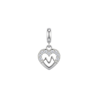 Beating Heart charm 4 mm sølv