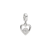Marguerite Flower Love charm 4 mm sølv