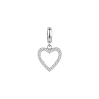Shimmery Heart hænger charm 4 mm sølv