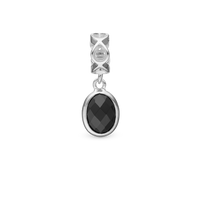 Moving Onyx - Hænger Charm 4 mm Til Armbånd - Sterling Sølv m. 1 Onyx