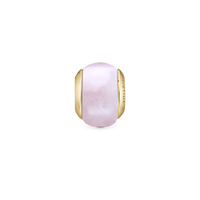 Rose Quartz Magic Charm 6 mm til Classic Læderarmbånd - Forgyldt Sterling Sølv m. 1 Rosakvarts