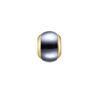 Hematite Magic Charm 6 mm til Classic Læderarmbånd - Forgyldt Sterling Sølv m. 1 Hæmatit