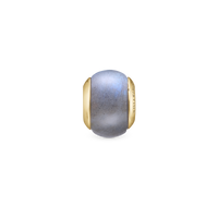 Labradorite Magic Charm 6 mm til Classic Læderarmbånd - Forgyldt Sterling Sølv m. 1 Labradorit