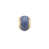 Sodalite Magic Charm 6 mm til Classic Læderarmbånd - Forgyldt Sterling Sølv