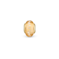 Golden Topaz Globe Charm 6 mm til Classic Læderarmbånd - Forgyldt Sterling Sølv m. 16 Glas